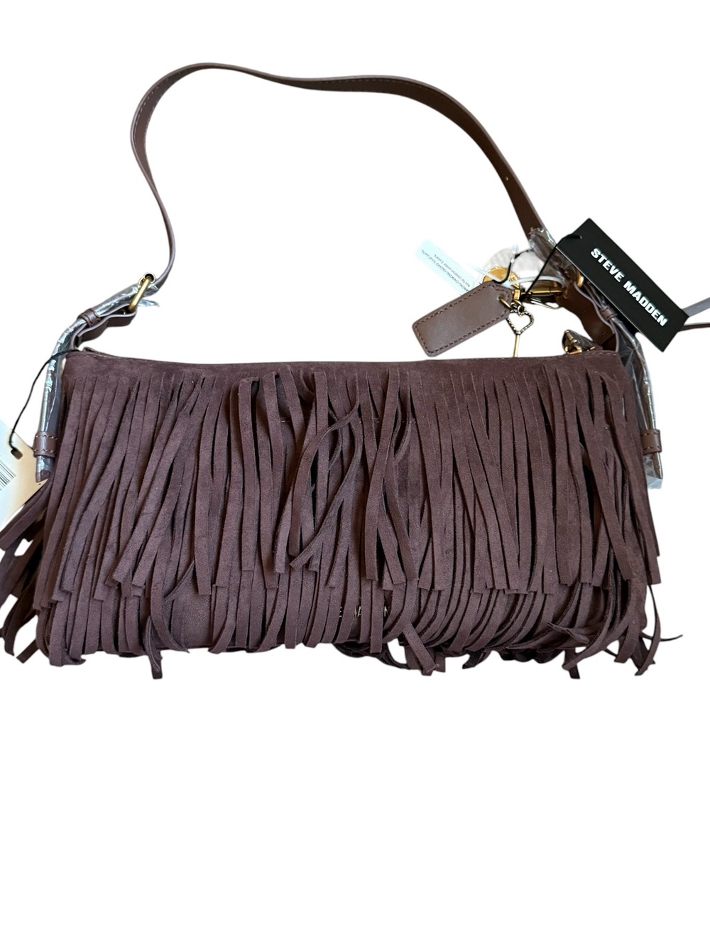 Steve Madden Brown Suede Fringe Shoulder Bag